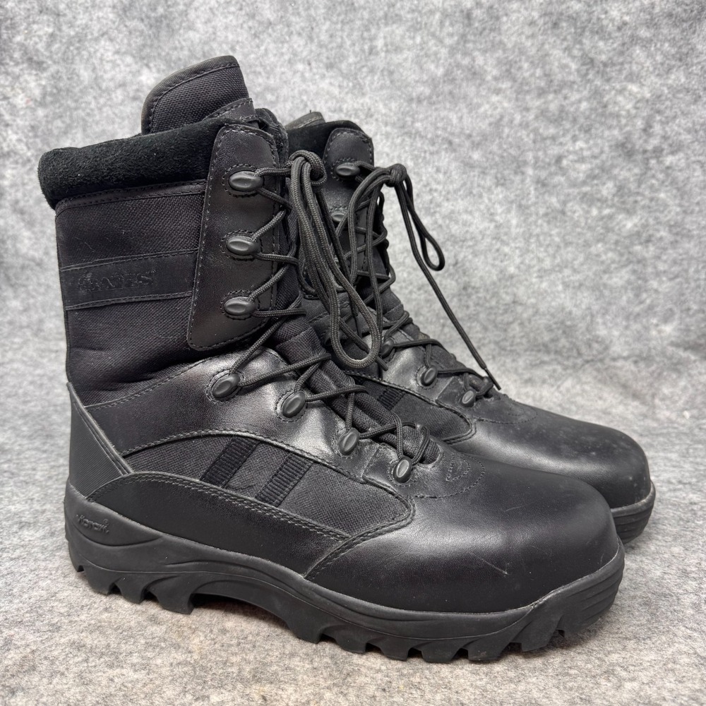 Bates Vibram Combat Boots Men's Black Leather Boots Medium Width Size‎ 9.5 Wide